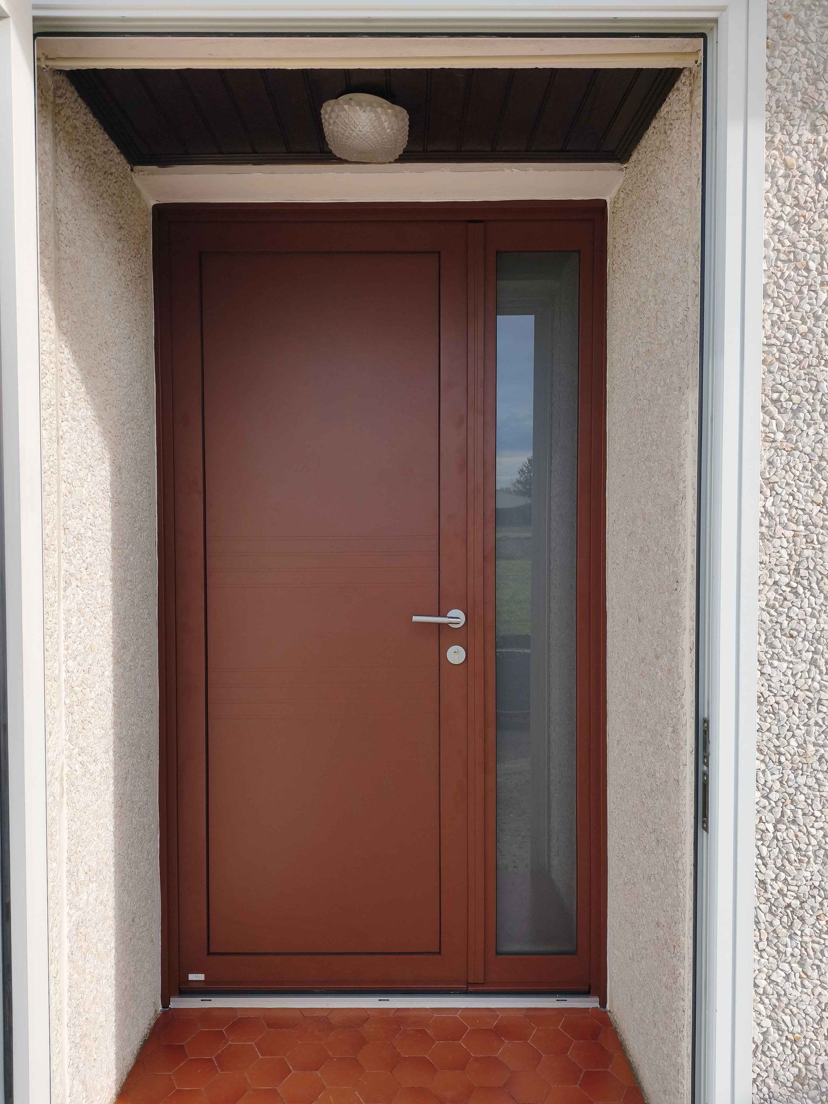 Porte d’entrée tiercée en bois, modèle Rivière — Cognac
